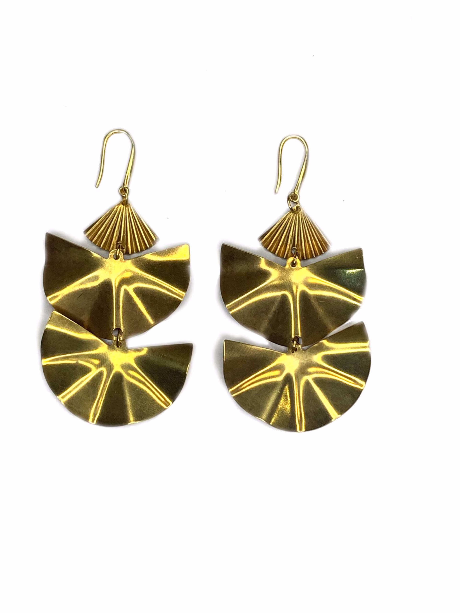 Crescent Moon and Fan Pendant Earrings