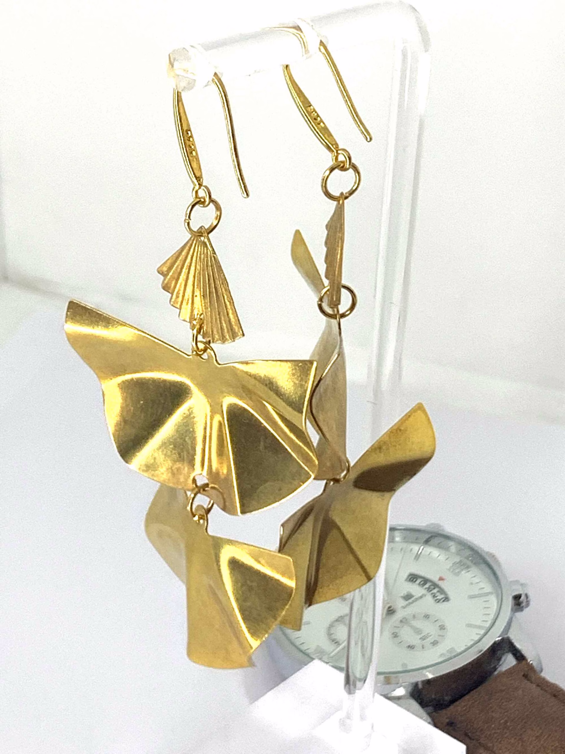 Crescent Moon and Fan Pendant Earrings - immagine 5