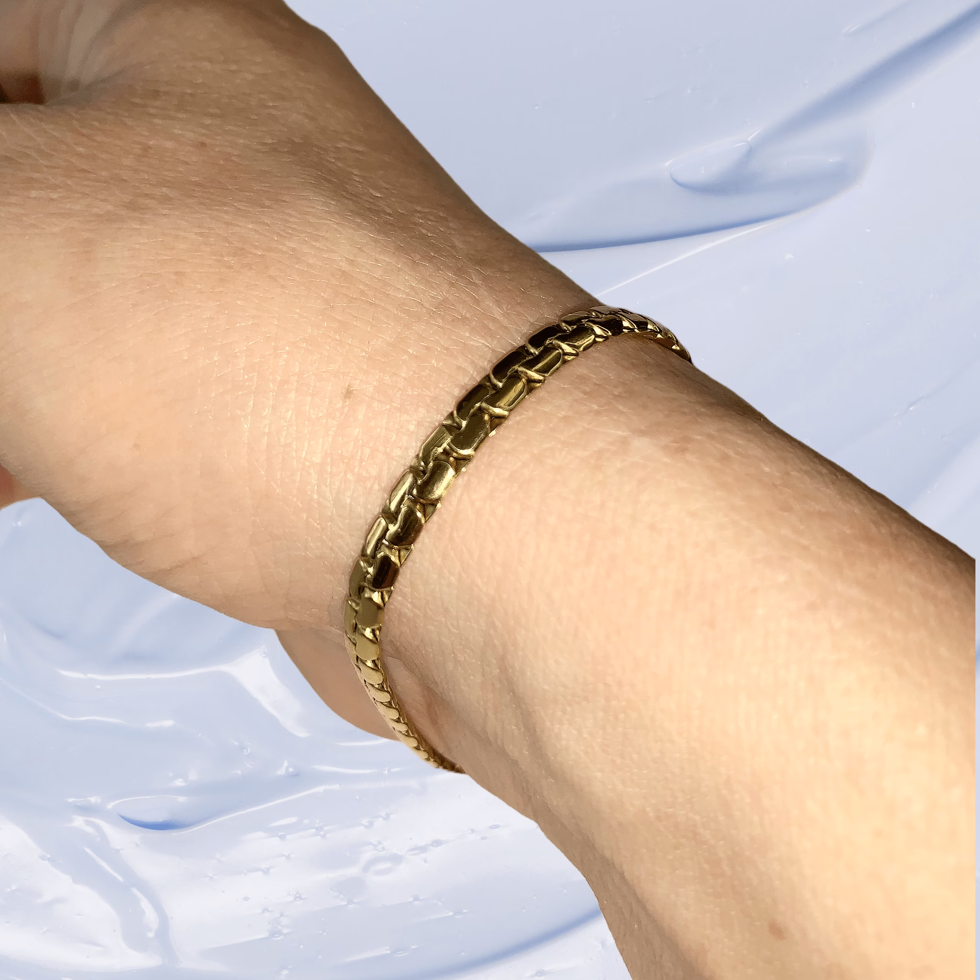 24K gold plated steel unisex bracelet - immagine 3